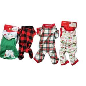 LOT of Dog Clothes Holiday Christmas Pajamas PJ's & Hoodie Small up to 20lbs NEW